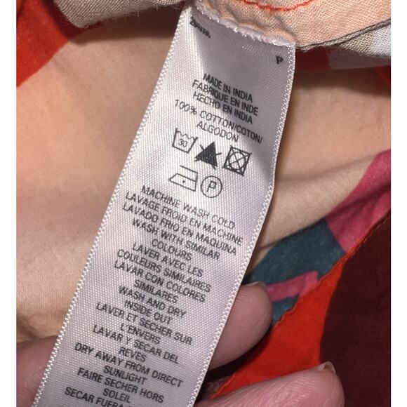 French Connection Top Size 12 Colorful Abstract Flowy Flutter Sleeve Blouse Art - Picture 14 of 14